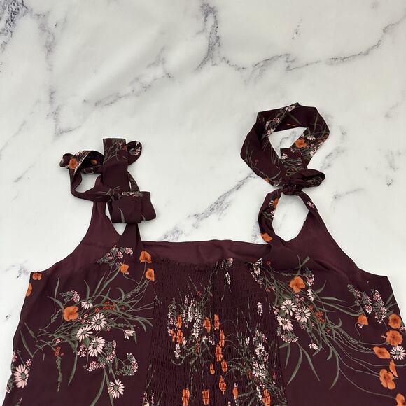 Reformation Twilight Midi Dress Size 18 Emmeline Purple Poppy Floral Tie Sleeve - Picture 10 of 12